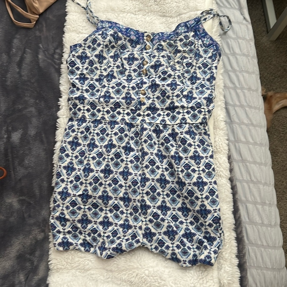 american eagles blue paisley romper